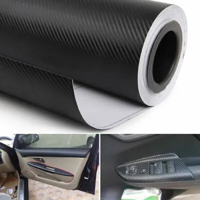 4D Car Interior Accessories Interior Panel Black Carbon Fiber Vinyl Wrap Sticker • $4.51