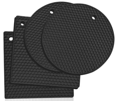 £9.95 • Buy Heat Resistant Hot Pan Stand  Silicon Kitchen Trivet Mat Worktop Protector Black
