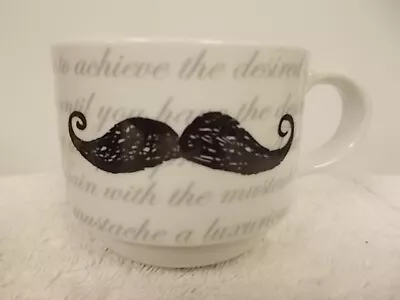 Pier 1 Mustache White Porcelain Stackable Coffee Tea Cup Mug • $6.99