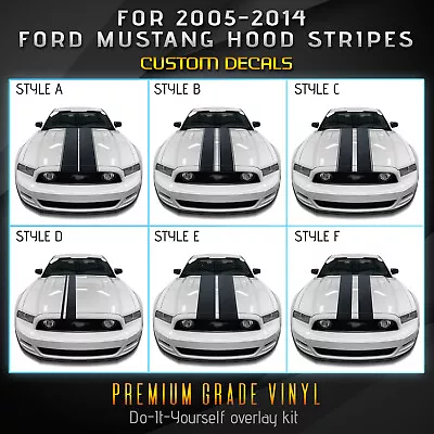 For 2005-2014 Ford Mustang Hood Rally Stripes Graphic Decal - Matte Carbon Fiber • $15.95