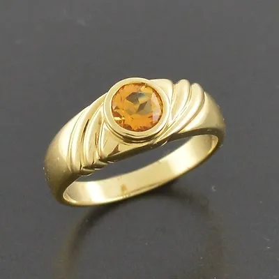 18ct 750 Yellow Gold Ring Set With Golden Orange Natural Citrine Not Scrap • £343