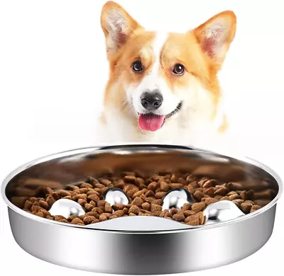 Slow Feeder Dog Bowl Basic Premium 304 Stainless Steel 2 Cups Metal Food Bowls • $26.88
