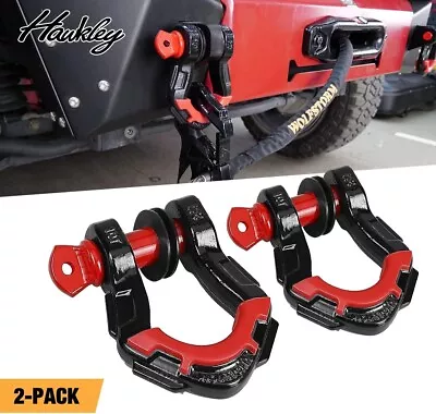 2PCS Heavy Duty 3/4  D-Ring Tow Shackles Black & Red 77000 Lbs (35 T) 7/8  Screw • $23.99