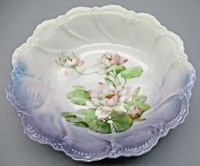 Vintage LEUCHTENBURG Germany Water Lily Porcelain Scalloped Serving Bowl • $24.99