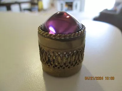 Vintage Austria Pill Box Trinket Ring Box Filigree Purple Gem Stone • $25