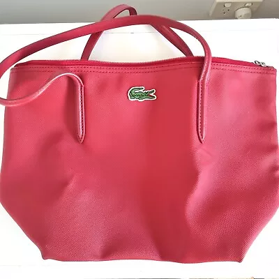 LACOSTE Tote Bag In Red Colour Faux Leather In Good Condition • $20