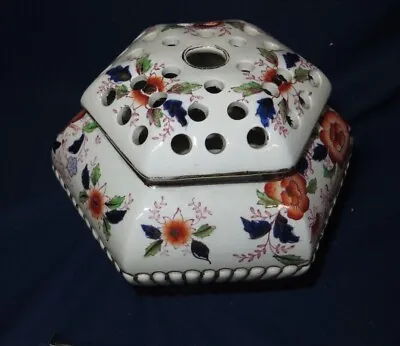 £15 • Buy Lidded Hexagonal Rose Bowl S Johnson Ltd, Britannia Pottery, Burslem - VGC C1892