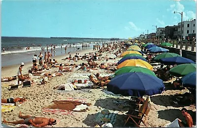 Postcard Virginia Beach Sunbathers Umbrellas Coast Shore Boardwalk Pier Unposted • $4.99