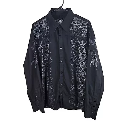 Roar Button Up Shirt Men's XL Black Long Sleeve Against All Odds Get It Done • $29.95