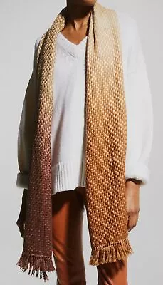 $394 Bajra Women's Beige Ombre Cashmere-Silk Basketweave Stole Scarf One Size • $127.18