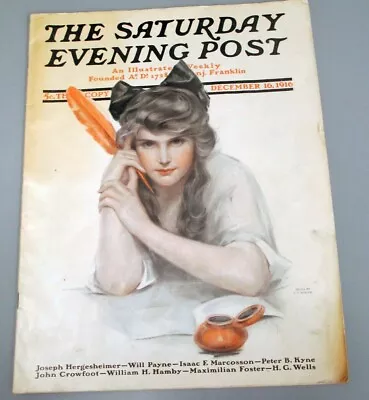 Vtg Antique 1916 Complete Saturday Evening Post Santa & Maxfield Parrish Ads • $16.99