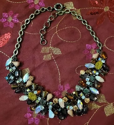 Vintage J CREW ASYMMETRICAL Stone DRUZY Statement Necklace • $100