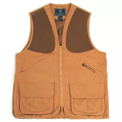 BERETTA Shooting Vest Tan Cotton Canvas MENS LARGE • $55