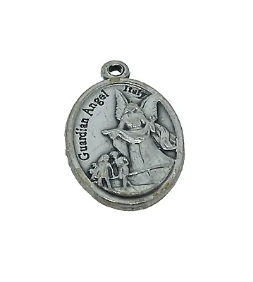 Vintage St Michael Guardian Angel Reversible Pendant Prayer Medal Silver Tone 1  • $9.99