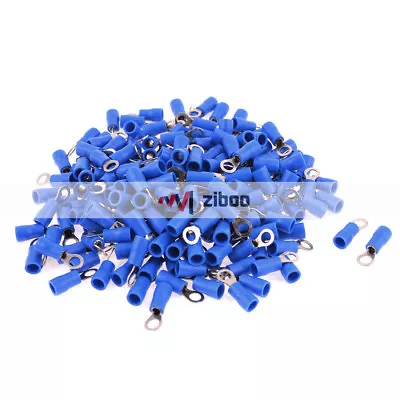 200Pcs RV2-4 AWG 16-14 Blue PVC Cap Non Insulated Ring Terminals Connector 27A • $9.17