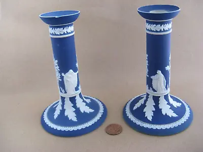 Antique Pottery Candle Sticks -Adams Jasper Ware C 1900 • £40