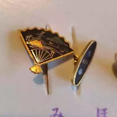 Antique Japanese 24k Gold Damascened Fans Cuff Links • $54