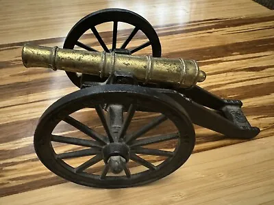 Vintage Cast Iron Miniature Civil War Cannon With Brass Barrel • $21.89
