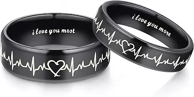 Heartbeat Rings For Couples I Love You More I Love You Most Matching Promise Rin • $18.11