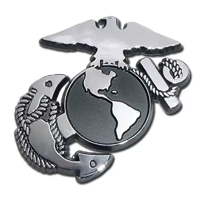 U.S. Marine Corps Insignia - USMC 2.88” X 3” Chrome Metal Auto Emblem • $16.95