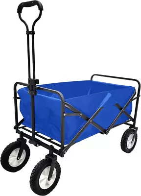 Heavy Duty Wagon Cart Swivel Collapsible Outdoor Utility Garden Beach Cart Blue • $54.99