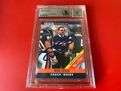 Mike Ditka BEARS 1990 Pro Set Card Signed Auto Beckett BAS Slabbed 10 • $99.99