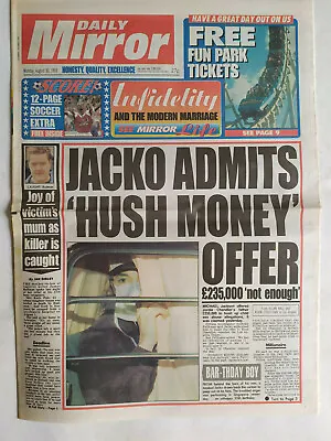 Michael Jackson Front Page & Article Only Daily Mirror August 30th 1993 • $4.96