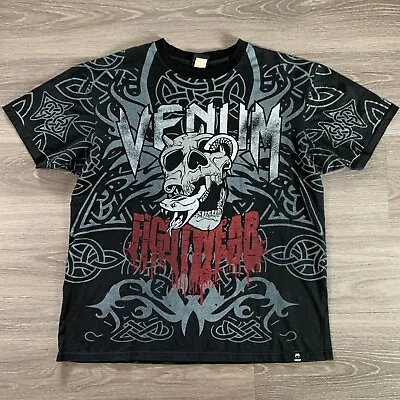 Venum T Shirt Mens 2XL Slim Fit Black All Over Print Crewneck MMA Fighting • $24.95