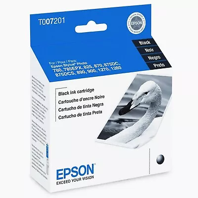 Lot Of 2 Epson Genuine T007201 Black Ink Cartridges - 04/2021 - Free Shipping • $18.95