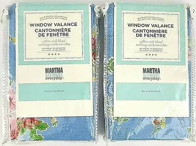 Valances Floral Window Blue Pink Romantic Shabby Cottage Chintz Martha Stewart  • $8.79