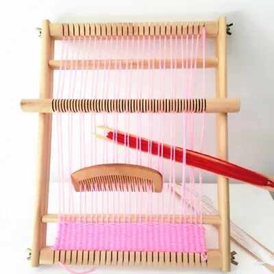 Wooden Weaving Loom Machine Tapestry Wool Hand Knitting DIY Tool Kit Kid Gift UK • £12.55