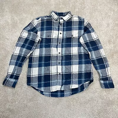 Old Navy Flannel Shirt Mens Medium Fishing Button Up Check Plaid Workwear Farm • £18.99