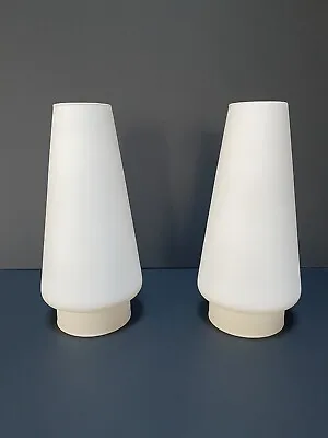 2 Vtg Frosted White Glass Mid Century Wall Sconce Shades Aztec Southwestern  • $45