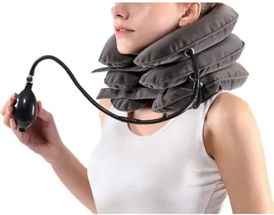 Inflatable Cervical Collar Neck Relief Traction Brace Support Stretcher Device • £8