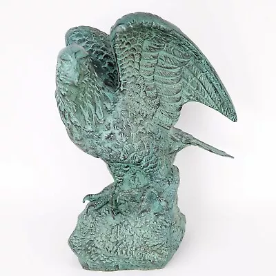 Perched Bird Of Prey Metal Statue Sculpture Ornithology Eagle Hawk Falcon Decor • $209.99