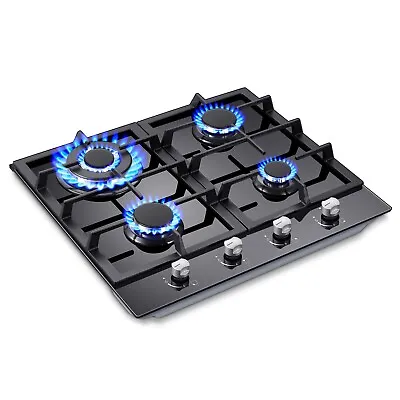 4-Burners Kitchen Gas Cooktop Black Tempered Glass Countertop Drop-in Gas Hob • $139.99