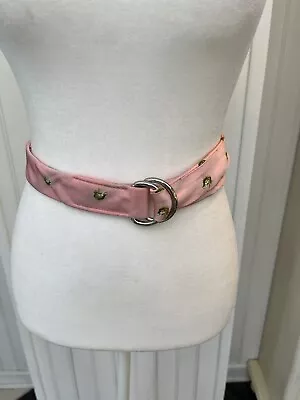 J.Crew S/M 100% Silk Frogs Pink D-Ring Belt Adjustable Tie Fabric • $12