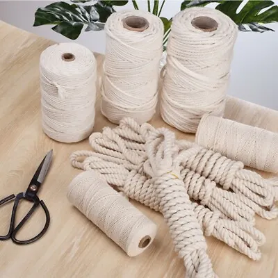 DIY Natural Cotton Rope Macrame Cord Strands Twisted Macrame String Knitting • $93.72