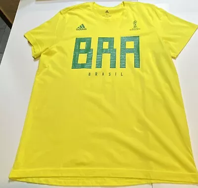 ADIDAS BRASIL BRAZIL NATIONAL SOCCER FIFA WORLD CUP RUSSIA 2018 T SHIRT Mens XL • $8.99