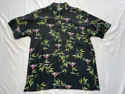Aftco Bluewater Hawaiian Shirt Straight Up Martini Tropical Print 100% Rayon Med • $24.95