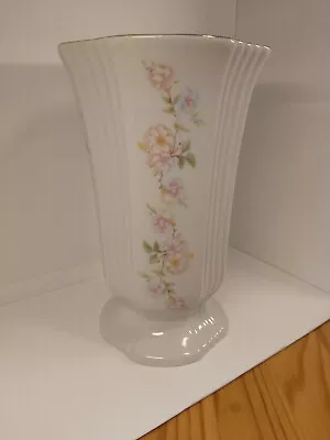 Alba Lulia White Tall Vase Pink Blue & Yellow Pastel Flowers  • £7.99