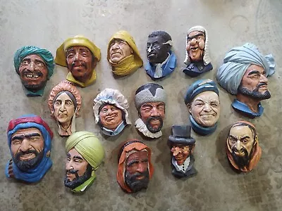 $25 • Buy Vintage Chalkware Heads Lot Of 15