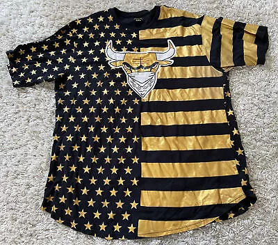 Legendary Status Chicago Bulls Black And Gold American Flag Tee 5XL • $19.99