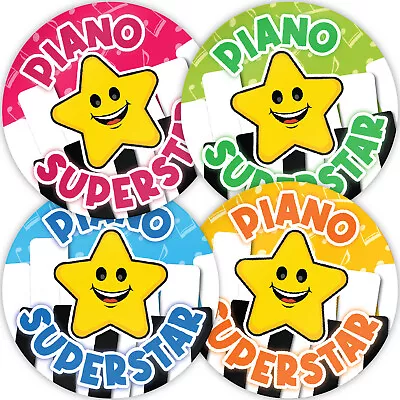 144 Piano Star Stickers Music Lesson Super Star 30mm School Teacher Rewards • £1.99