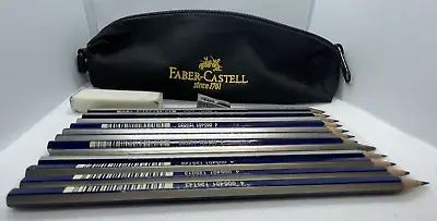 Faber-Castell Canvas Pencil Bag Case 12 Goldfaber 1221 Pencils USED • $18.99