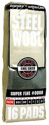 Case Rhodes American Steel Wool Grade 0000 - Super Fine ~ (6 Bags Of 16 Pads) • $18
