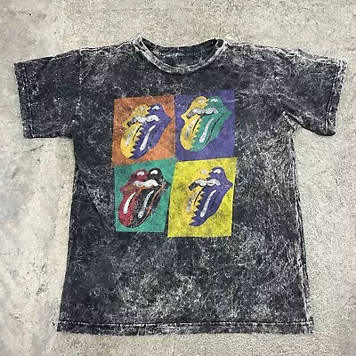 The Rolling Stones 1989 American Tour Vintage Black T Shirt Size Medium Rare Y2k • $0.99