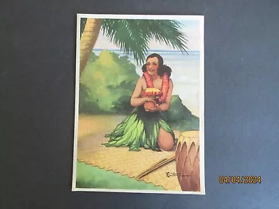 Vintage Henry B Christian - H.b. - Hawaiian Greeting Card Hula Girl Used Hawaii • $12.50