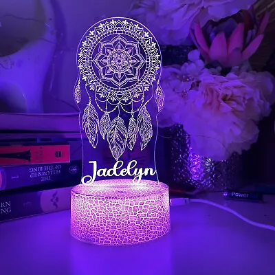 Personalised Dream Catcher Feather Night Light Table Lamp Gift Room Decor Lamp • $41.50