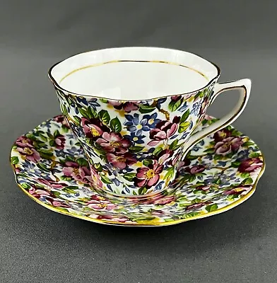 Vintage Rosina Chintz 5025 Cup And Saucer Gold Trim Made In England • $18.99